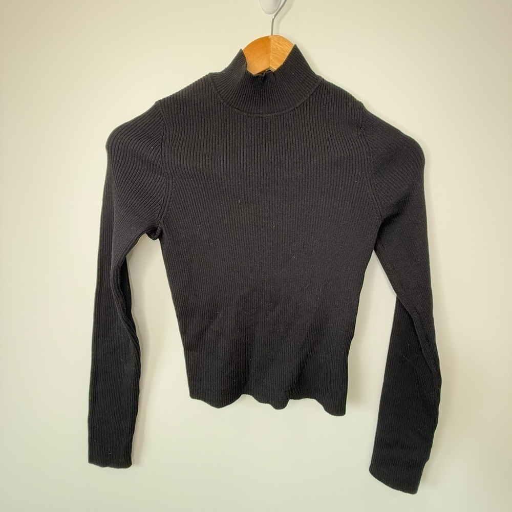 Divided Long Sleeve Black Turtleneck Jersey Top (S)